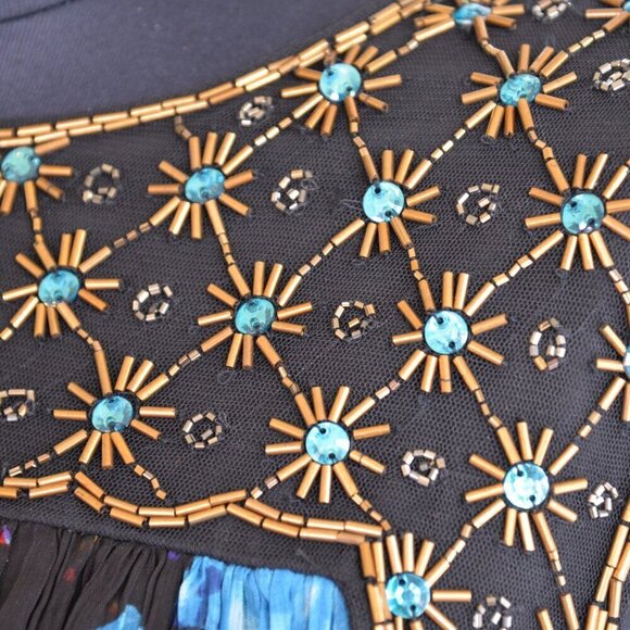 Anthropologie MOULINETTE SOEURS Beaded Lydia Swing Dress Embellished Sz 0 - Picture 6 of 7